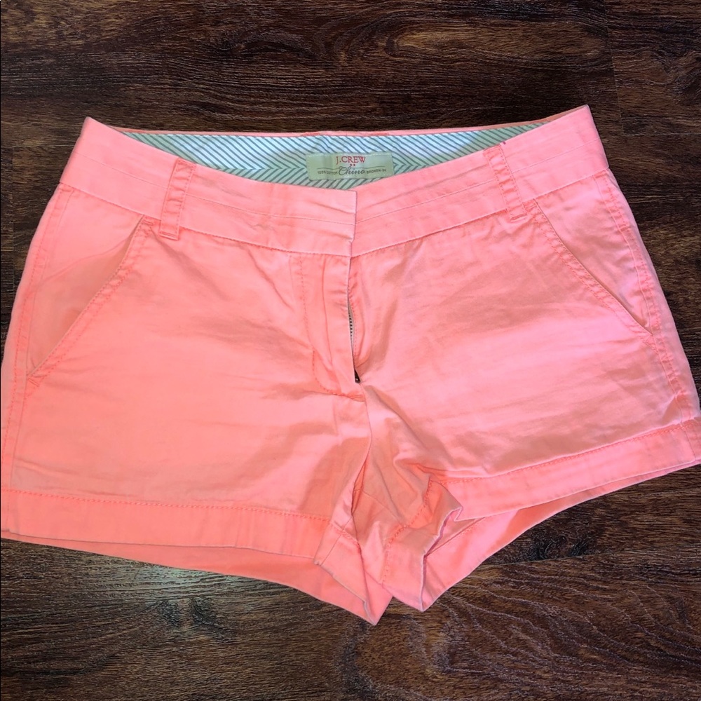 Pink J. Crew chino shorts 4 inch